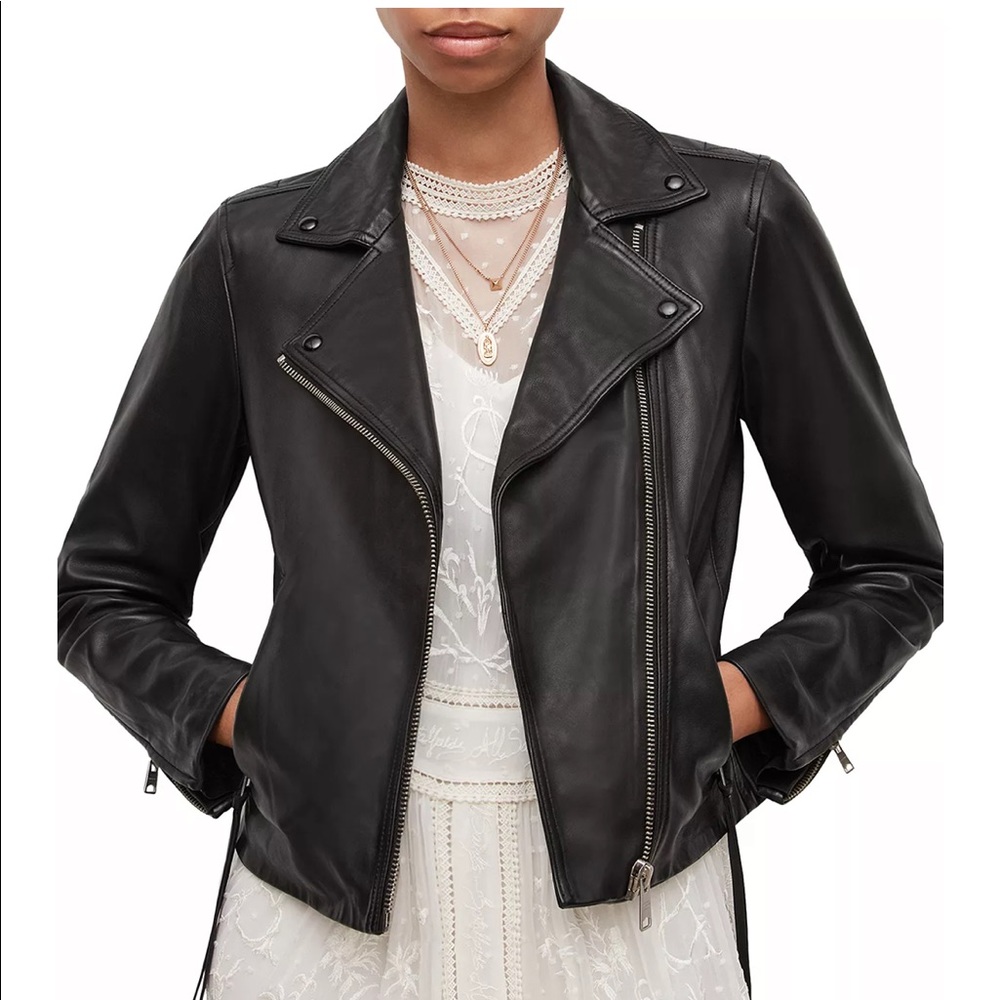 All Saints Darby Leather Biker Jacket Size 2